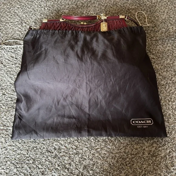 Coach Madison Satchel Bag Gathered Leather Brick Red - Picture 10 of 15